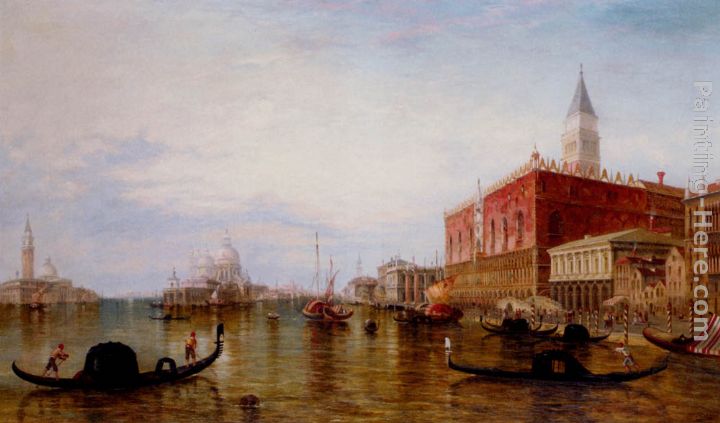 Gondolas On The Grand Canal In Front Of The Doge's Palace, Venice painting - Edward Pritchett Gondolas On The Grand Canal In Front Of The Doge's Palace, Venice art painting